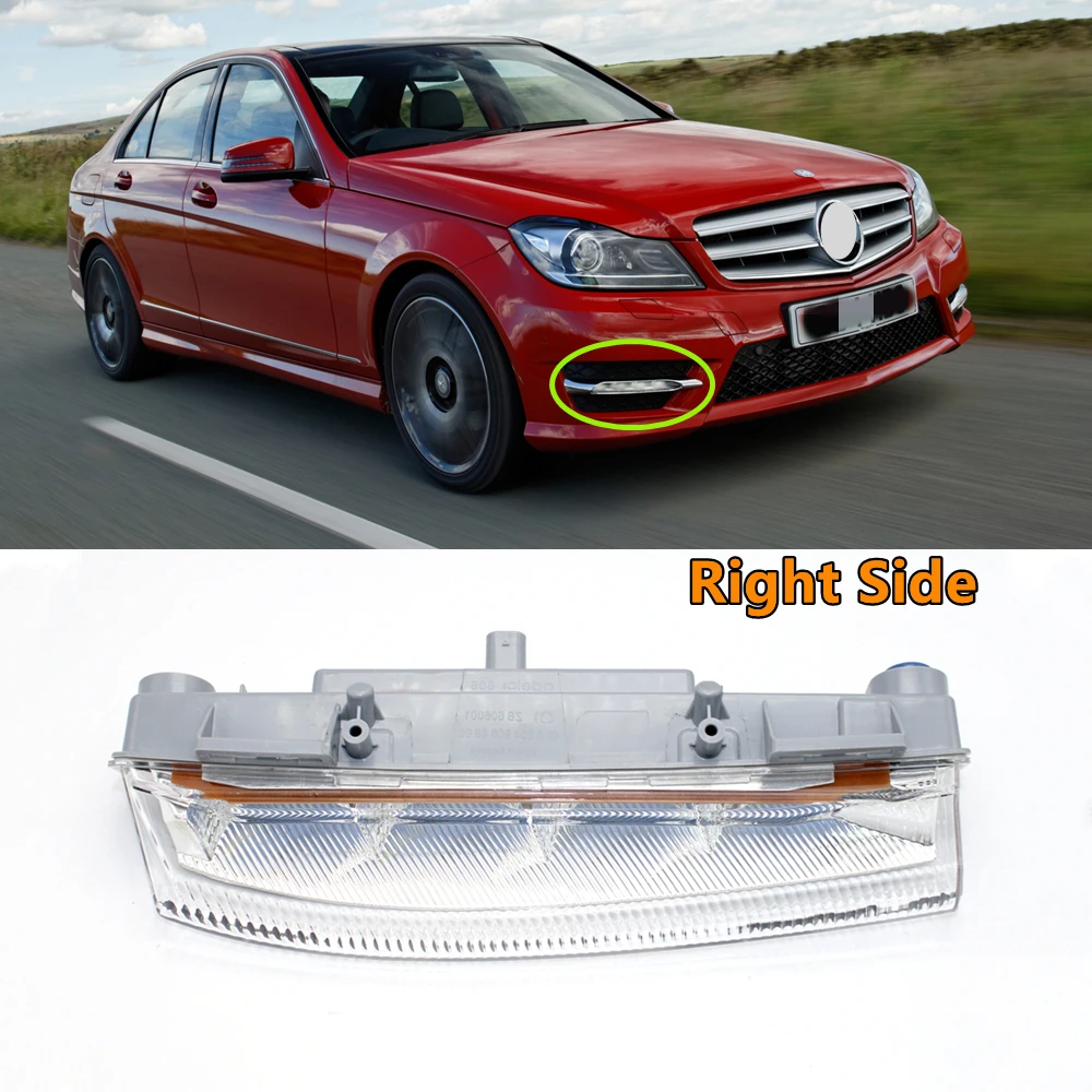 Left Right LED Daytime Running Lights DRL Fog Lamp Compatible With Mercedes C E SLK Class W204 S204 C180 C200 C220 C250 C300 C320 2007-2014 (Pair - Foto 4