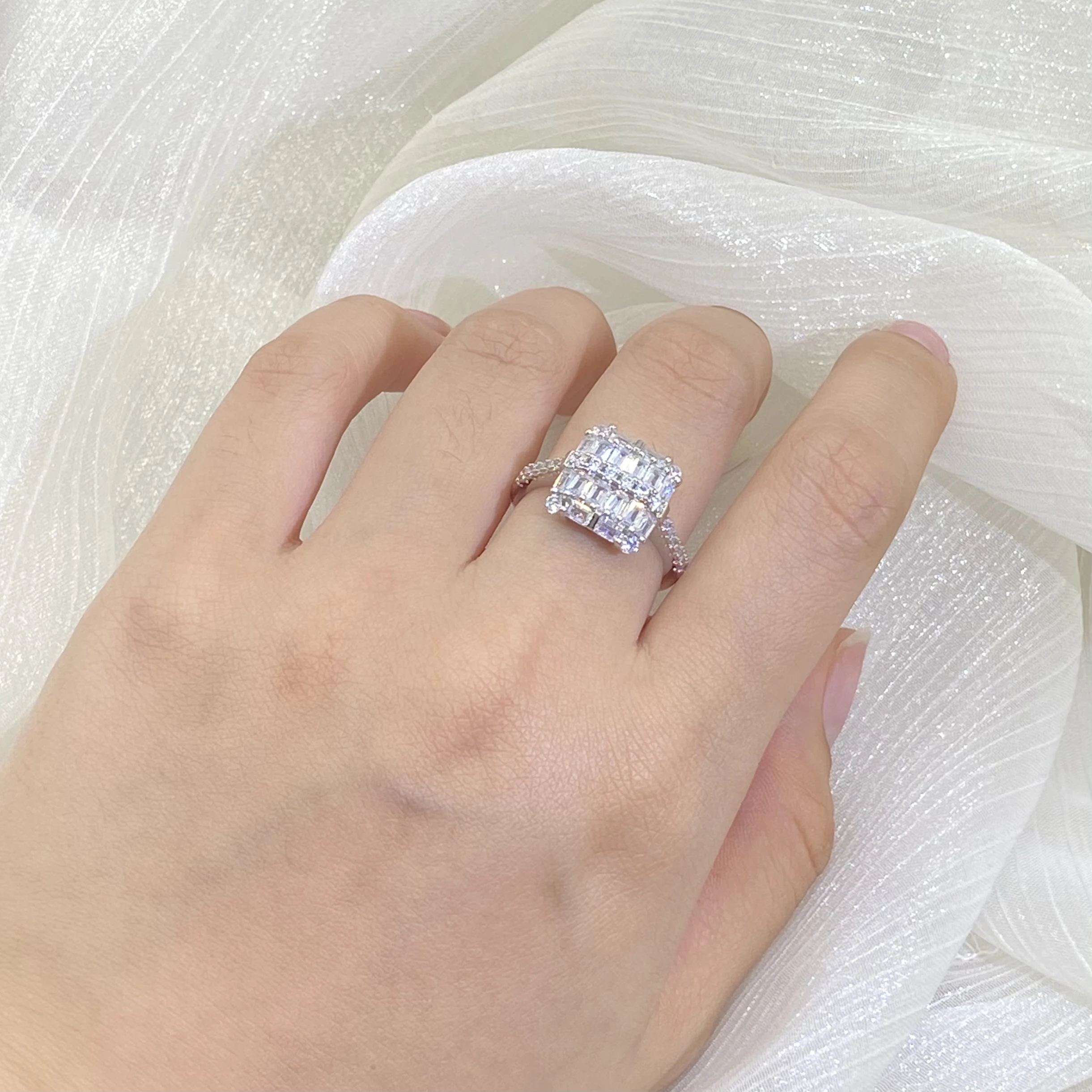 Bague En Argent Massif 925 Avec Zircons Blancs - Taille 58 - Occasion Bon État - Anneau Sterling Silver
