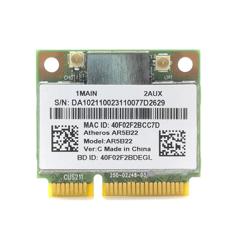 

AR5B22 MINI PCIE Wireless Card BT4.0 2.4/5G Dual-Frequency 300Mbps 802.11A/B/G/N for Y400 Y500 Y410P S215 U330