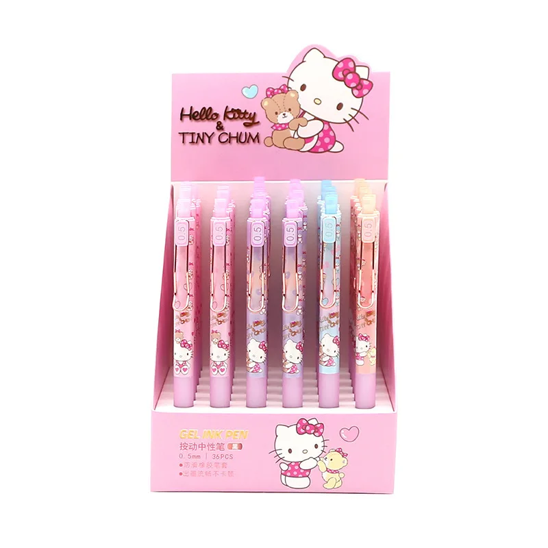 

Wholesale Sanrio Hello Kitty KT Cat Boxed Press Gel Pen Cute Cartoon Press Type Carbon Pen Signature Pen Student Learning Gift