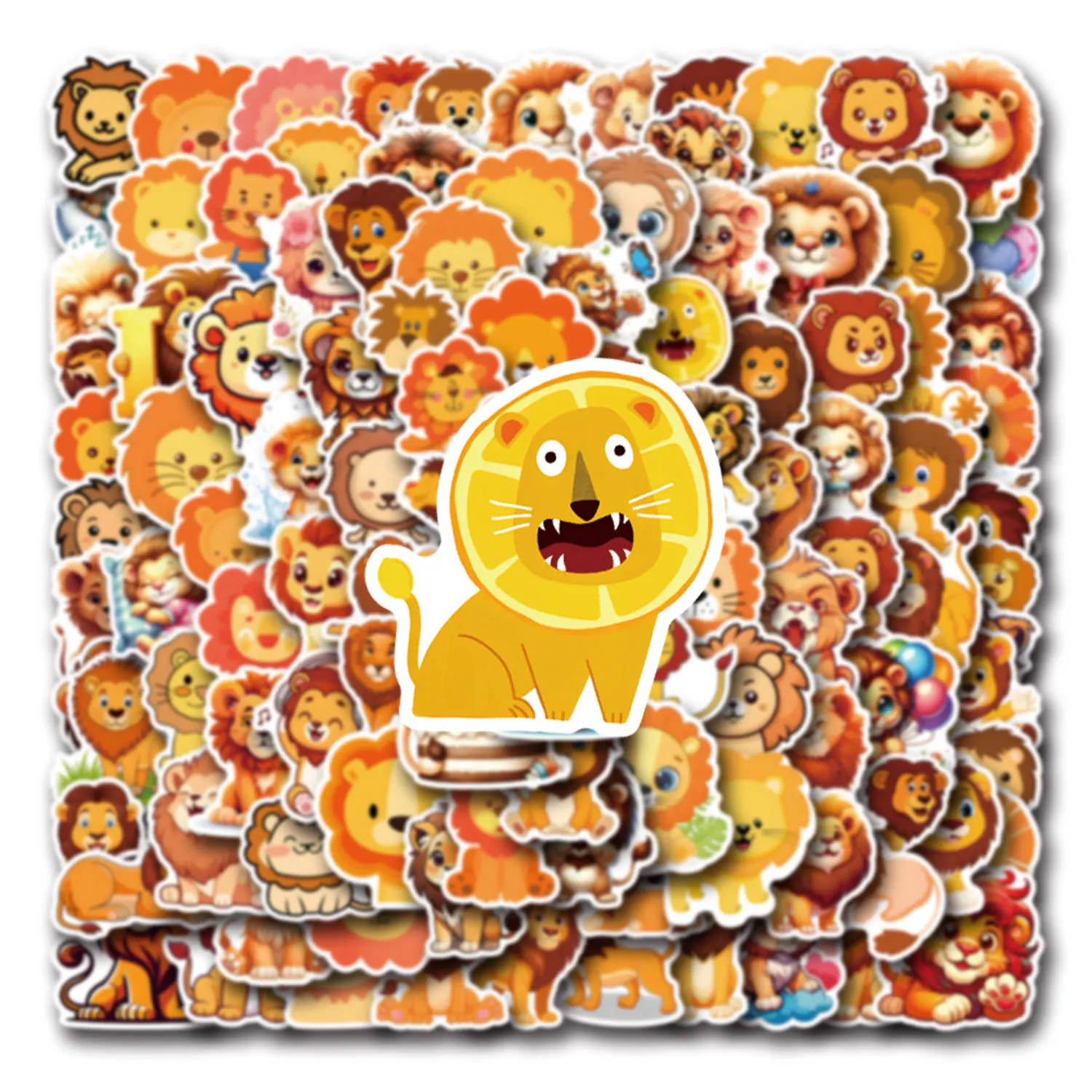 110PCS 사자 스티커 낙서 스티커 DIY 일기 전화 케이스 수제 스크랩북 미적 스티커