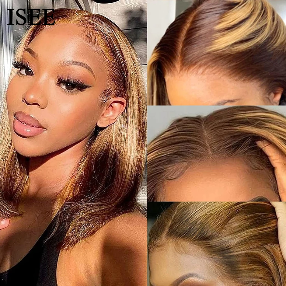 Wear And Go Glueless Wig Malaysian Straight Highlight Wig Preplucked 6x4 HD Lace Closure Glueless Ready To Wear human hair wig lace front wig human hair wigs
