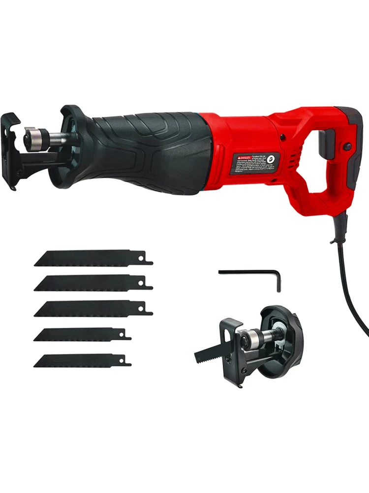 7.5A Reciprocating Saw 2800SPM No-load Speed Corded Electric Hand with 5 Blades for Cutting Wood Metal