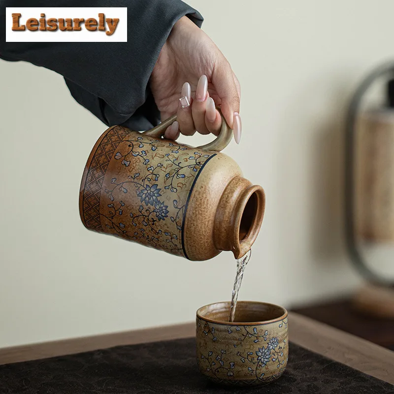 580ML Large Capacity Ceramic Stewed Teapot Tea Brewing Insulated Single Pot Pottery Kettle For Office Outdoor Use Kung Fu Teaset