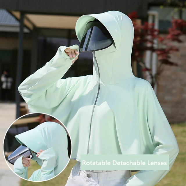 Sun Protection Jacket For Women Coat Sunscreen Clothing With Rotatable  Detachable Lenses Glasses Hat Brim Summer Travel Riding - AliExpress