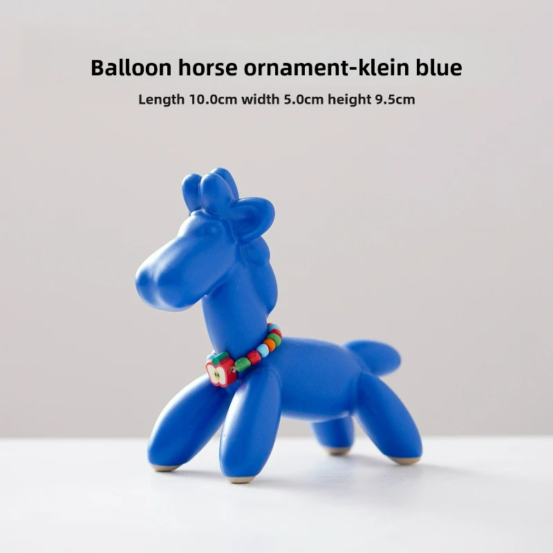 New Ceramic Balloon Horse Statue Cute Pet Tea Companion Ins Style High Aesthetic Lovely Childrens Day Gift Home Desk Ornament