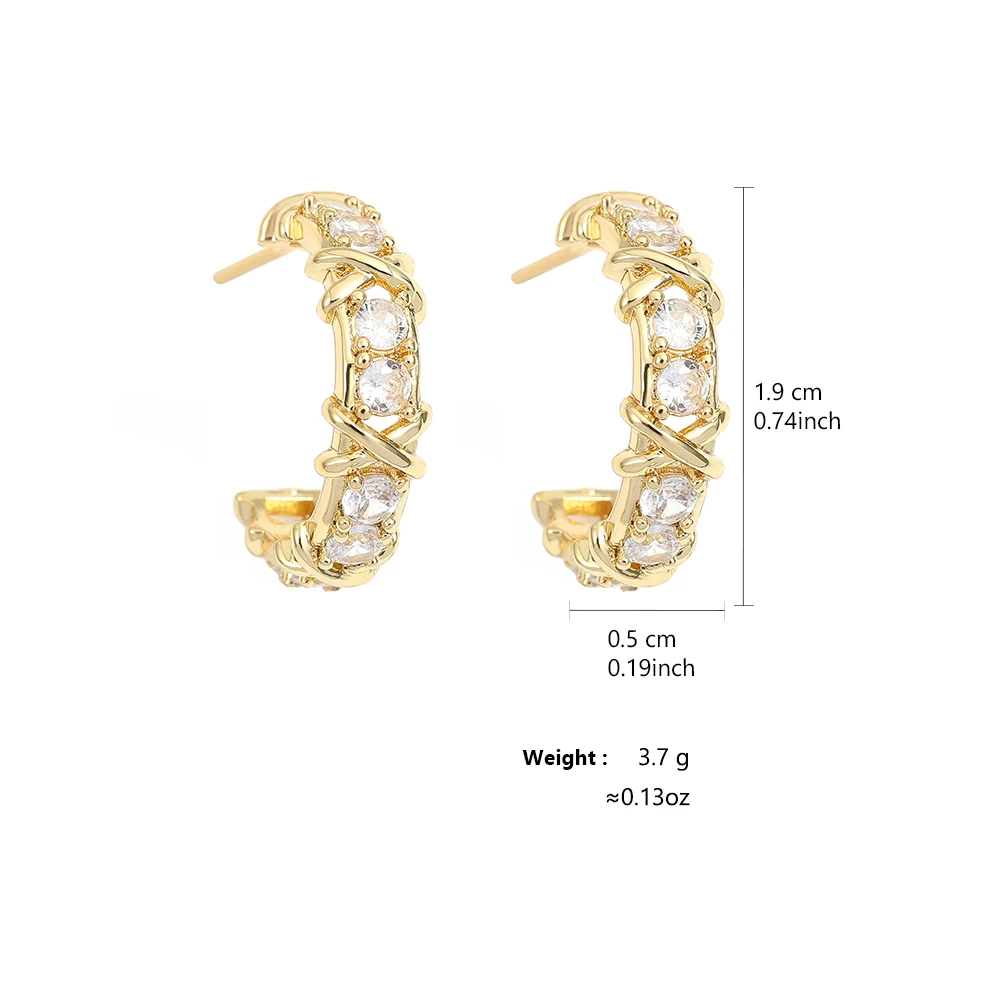 Vintage CC Design Hoop Earrings for Women Korean Fashion X