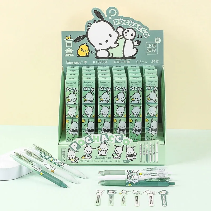 산리오 포차코 프레스 중립 펜 블라인드 박스, 북마크 포함, 0.5mm 부드러운 쓰기, 귀여운 학생 및 사무실 문구, 세련된 인스