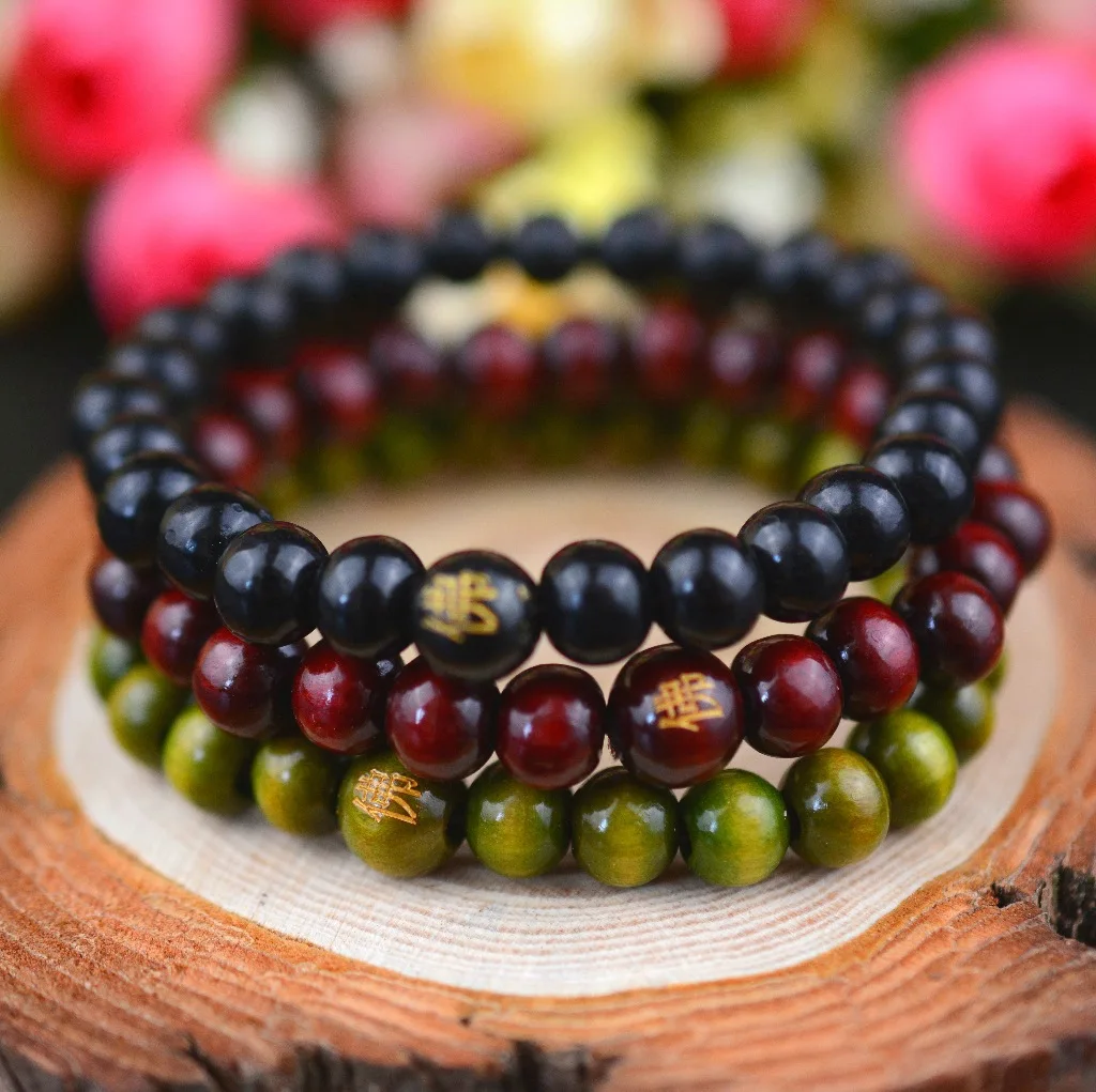 YIZIZAI Men Women Wood Beads Bracelets Rappers Jewelry Gifts Sandalwood Chinese Buddhist Buddha Meditation Prayer Bead bracelet