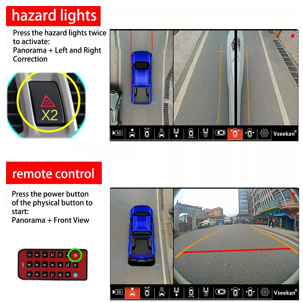 1080P 5D camera Universal 360&deg; Panoramic Camera Bird's Eye View System with 24 Hours Parking More than 100 car modelsg Monitor 360 panoramic camera 360 degree camera