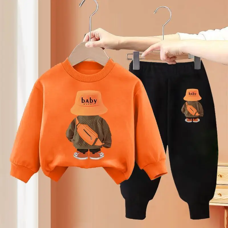 

Свитшот детский корейский, хлопковая кофта и спортивные штаны, Модный пуловер для мальчиков и девочек, одежда на осень