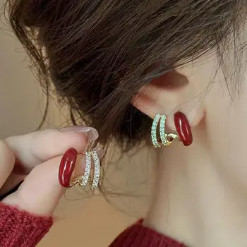 925 Silver Needle Korean Vintage Crystal Red Earrings For Women Jewelry 2025 Trending New Luxury Women's Zircon Stud Earrings