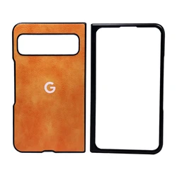 Luxury Leather Protective Case | Premium Hard PU Cortex | Antiskid Shockproof Protection for Pixel Fold (Orange1)