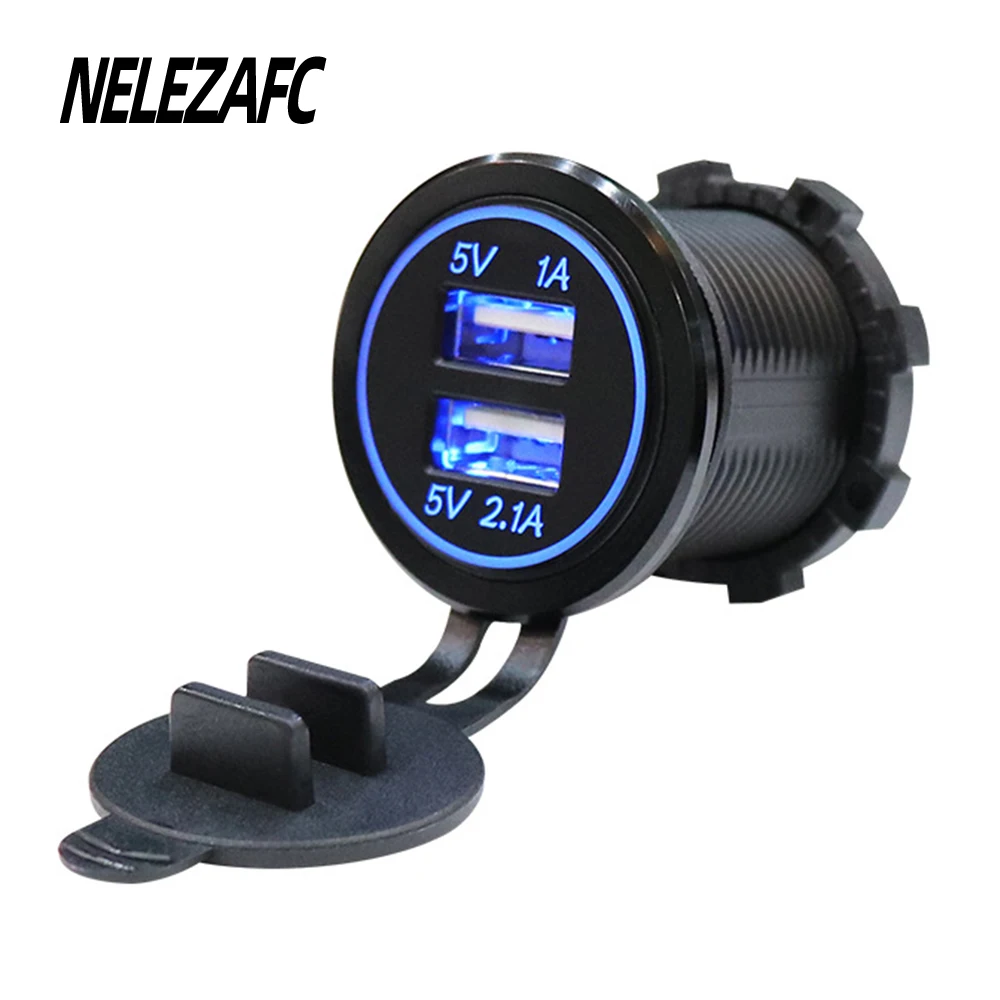 

12V/24V Dual USB Car Charger Socket 3.1A Single Aperture Mobile Phone Charger Socke Electronic Lighter Adapters for Auto RV Boat