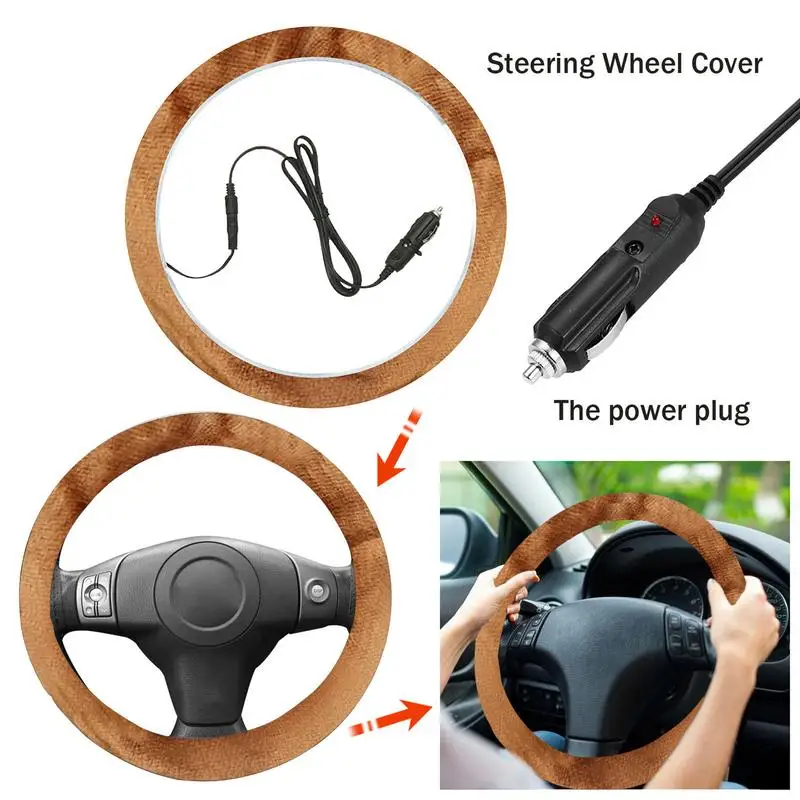 

Heated Steering Wheel Cover Relieve Driving Fatigue Soft Steering Wheel Heater Car Wheel Cover For Most Cars Trucks SUVs Taxis
