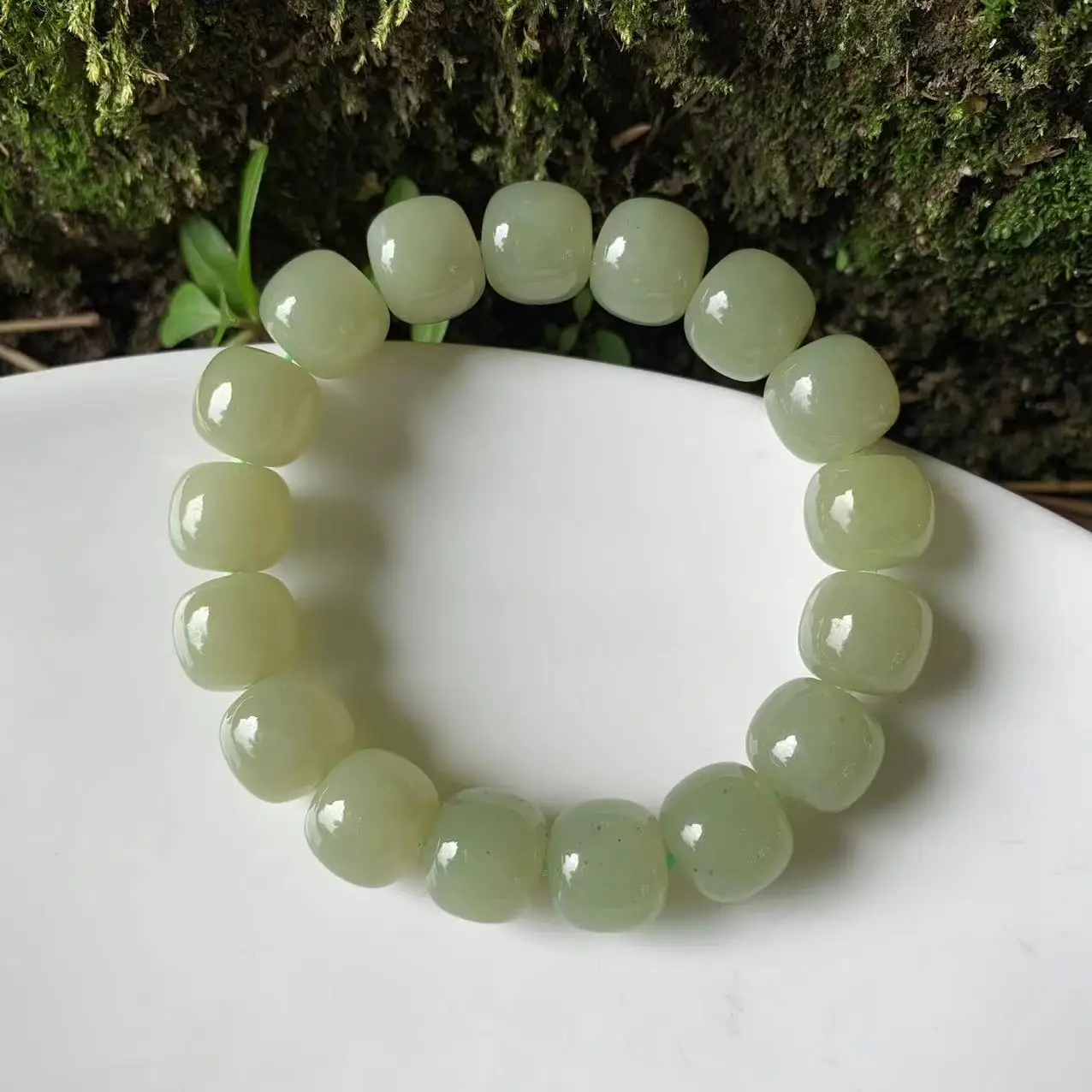 Jade bead bracelet- 10mm Natural Type A Burma Jadeite Translucent Soft  Green Jade Bead Bracelet Jade Bracelet