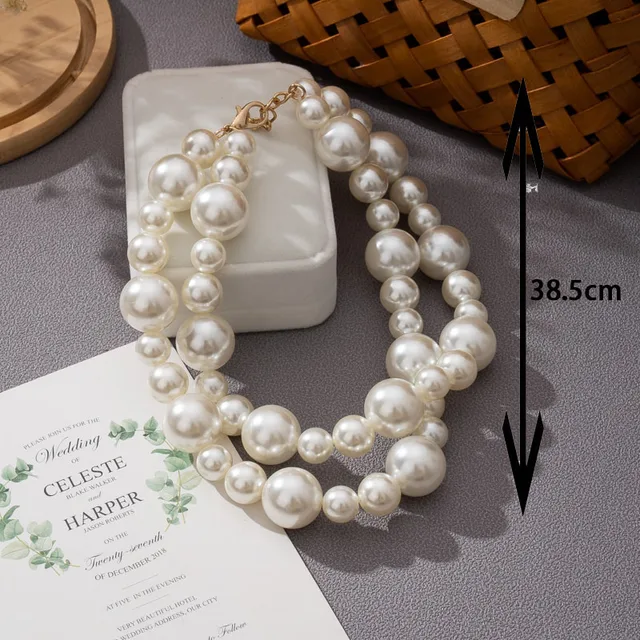 Collana Di Perle Simulate 4 File - Girocollo Elegante Per Donna, Accessorio Moda Retrò - Foto 9