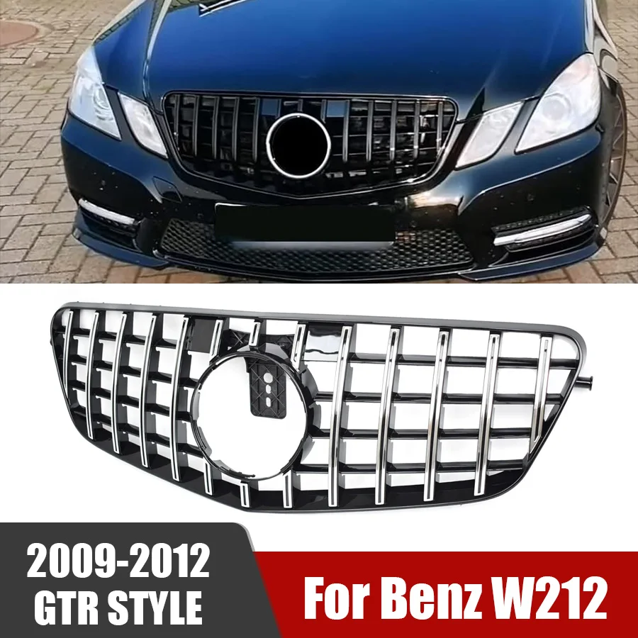 

GTR Style for Mercedes Benz E Class W212 2009-2012 Car Front Bumper Grille Black Silver Racing Grill Auto Accessories