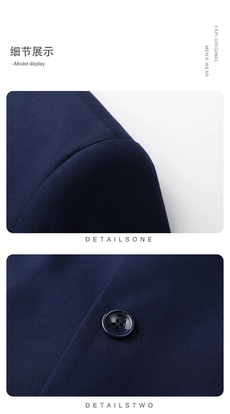 High-End Large Size Men's Three-Piece Suit Set - Business Formal Wedding Dress Coat Vest Trousers Combo for plus Size Men image