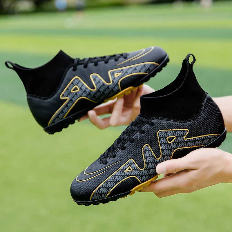 Football Shoes Man's Soccer Shoes TF/FG High Top Adult Kids Outsole Non-slip Football Boots Lawn Cleats Outdoor Training Sneakers