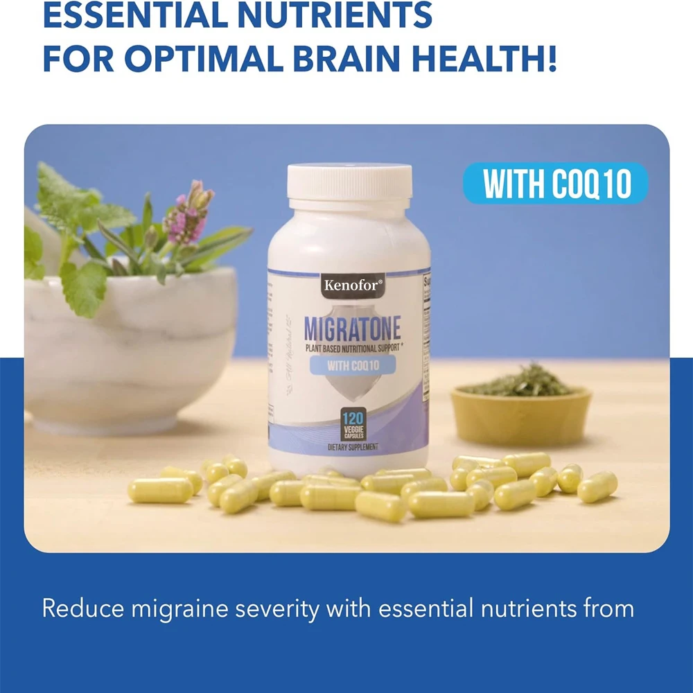 CoQ10 supplement, contains B vitamins, supports brain function, fast absorption, helps reduce migraine frequency