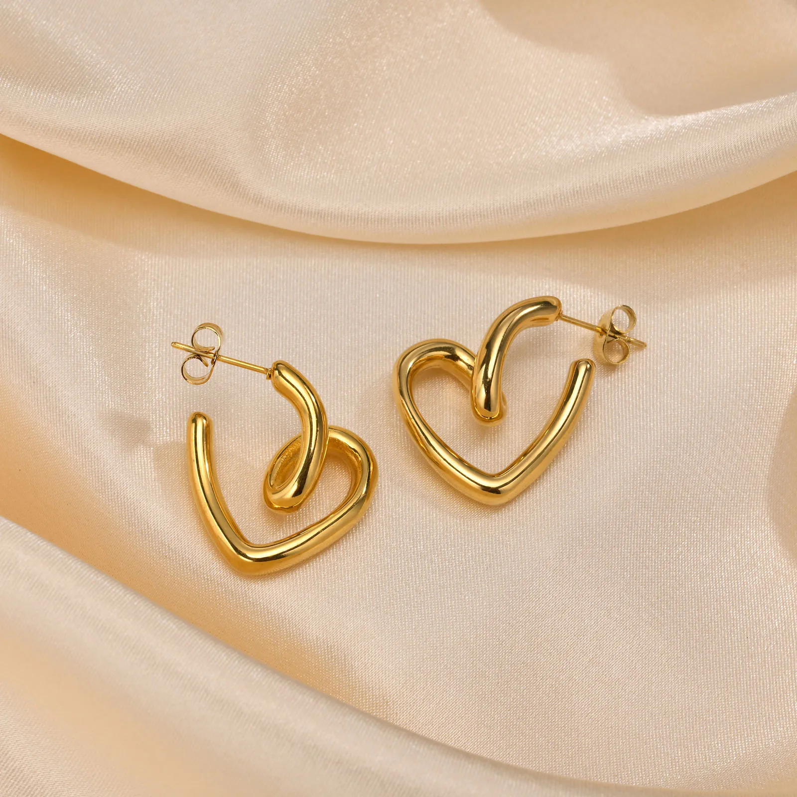 Orecchini Pendenti A Cuore Per Donna, Placcati Oro O Argento, In Acciaio Ipoallergenico, Gioielli Minimalisti E Lunghi