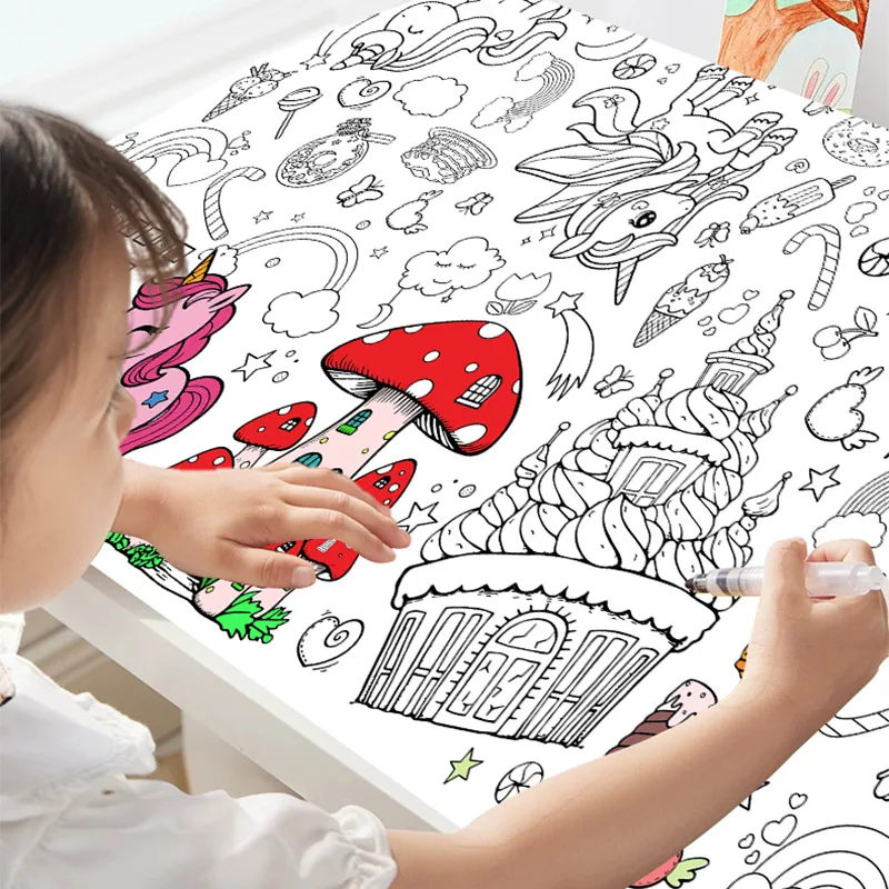 Children's Cartoon Birthday Handmade Drawing Disposable Graffiti Paper Tablecloth DIY Party Halloween Paper Tablecloth Poster 4