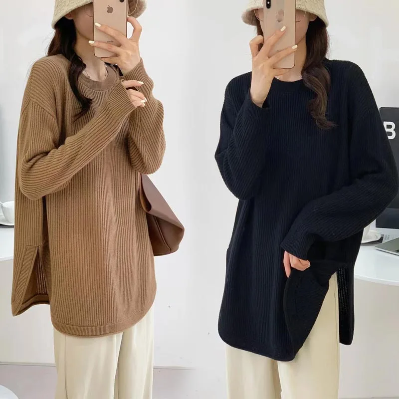 New Autumn and Winter Pregnant Sweater Woman Clothes Set Plus Size Irregular Sweater Plus Size Fashion Maternity Pants Suit