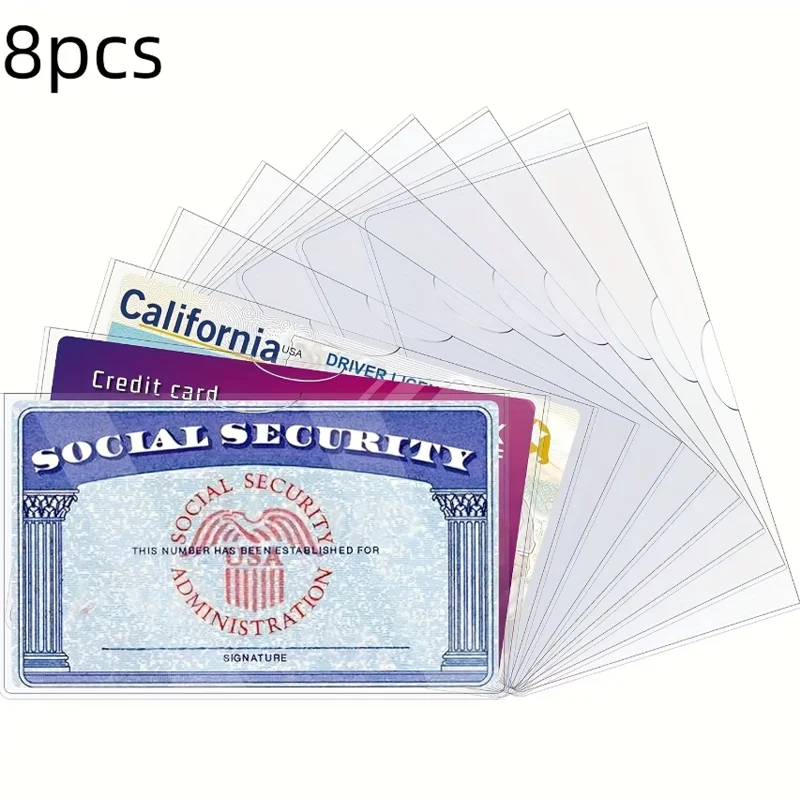 8 pcs of PVC card protective cover, suitable for social security, medical insurance, and credit cards - secure storage solution