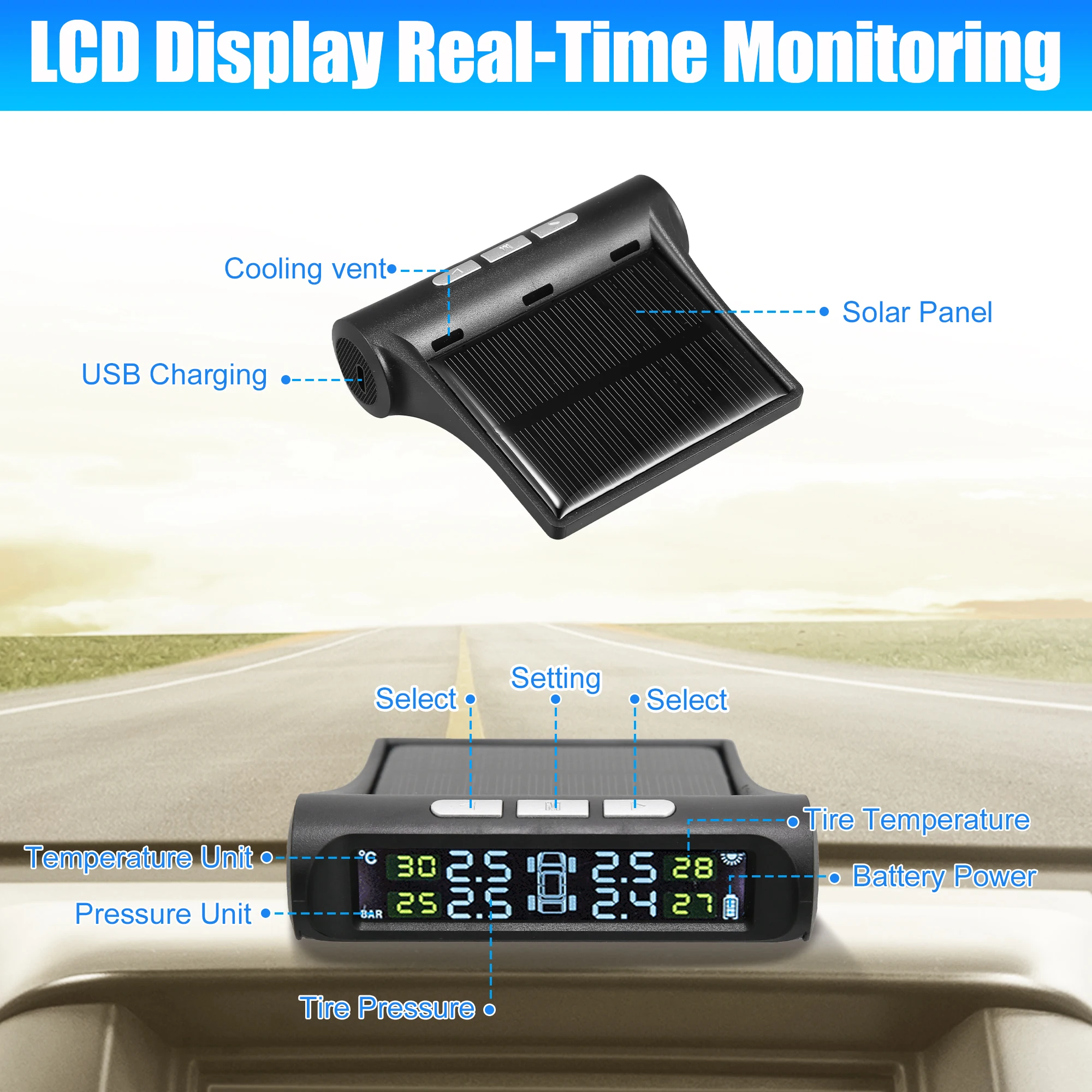 X Autohaux Ÿ̾ з ͸ ý ŰƮ, TPMS ¾籤 溸 ý, ܺ  4  , LCD ÷ з 