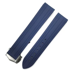 Water - Resistant TPU Rubber Silicone Watch Strap, 20mm, with Curved Interface - 20mm (Dark blue)