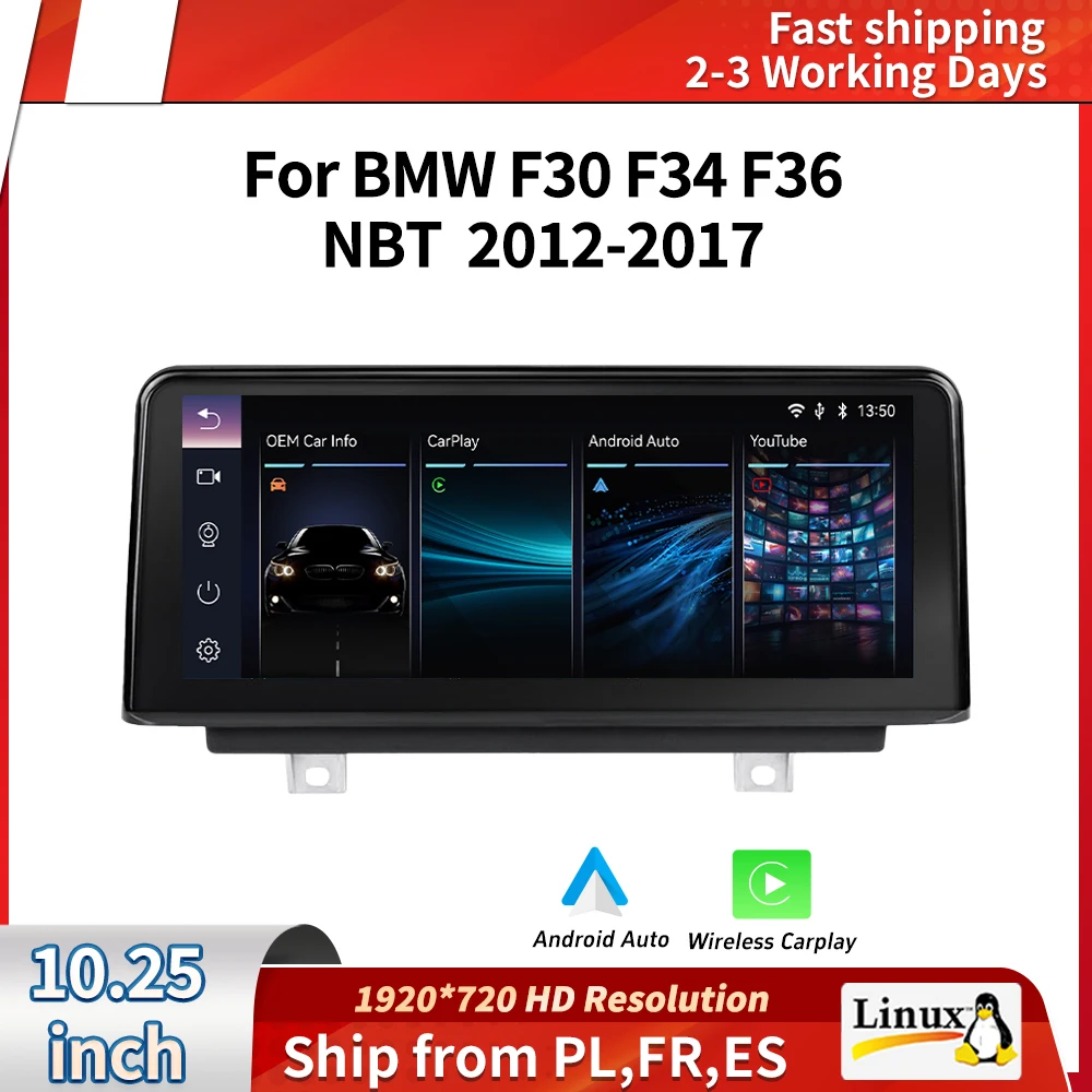 Pantalla Táctil Multimedia para BMW F30 F34 F36 NBT 2012-2017 Carplay Android Auto Cámara Trasera Bluetooth Música 1