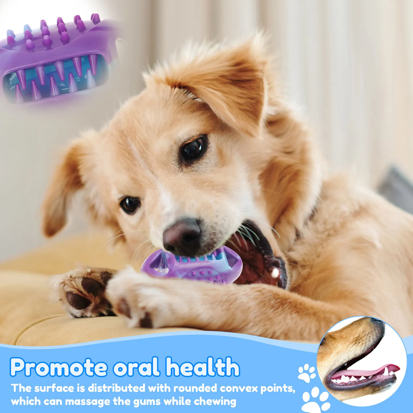 3 Pcs Puppy Chew Toys TPR Pet Dog Teething Toys 3 Shapes Stuffable Interactive Dog Teethers Pet Supplies for Dog Teeth Cleaning