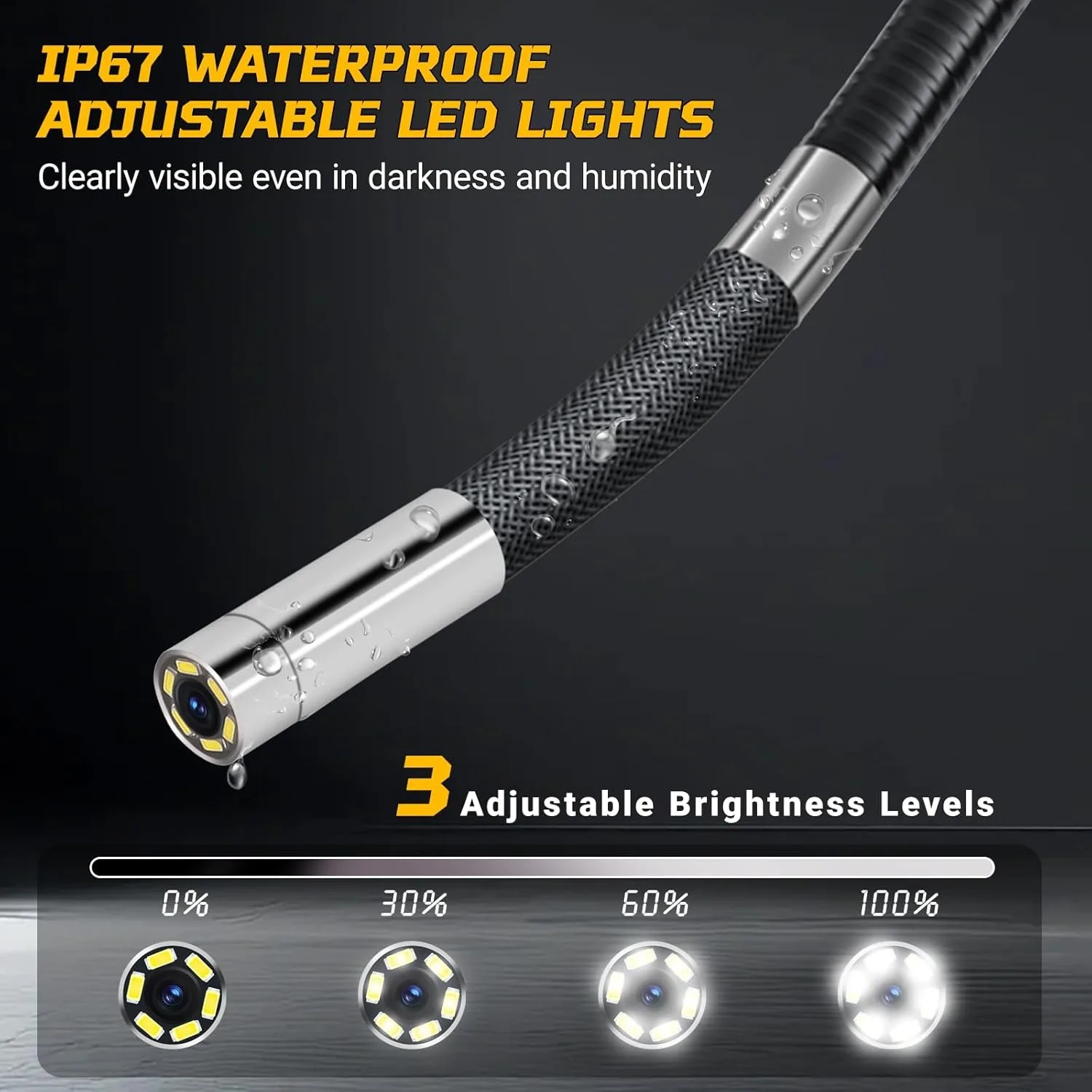 360 Degrees two Way Steering 2MP HD Industrial Endoscope for Car Pipe Inspection Sewer Camera Borescope with1-2m 5