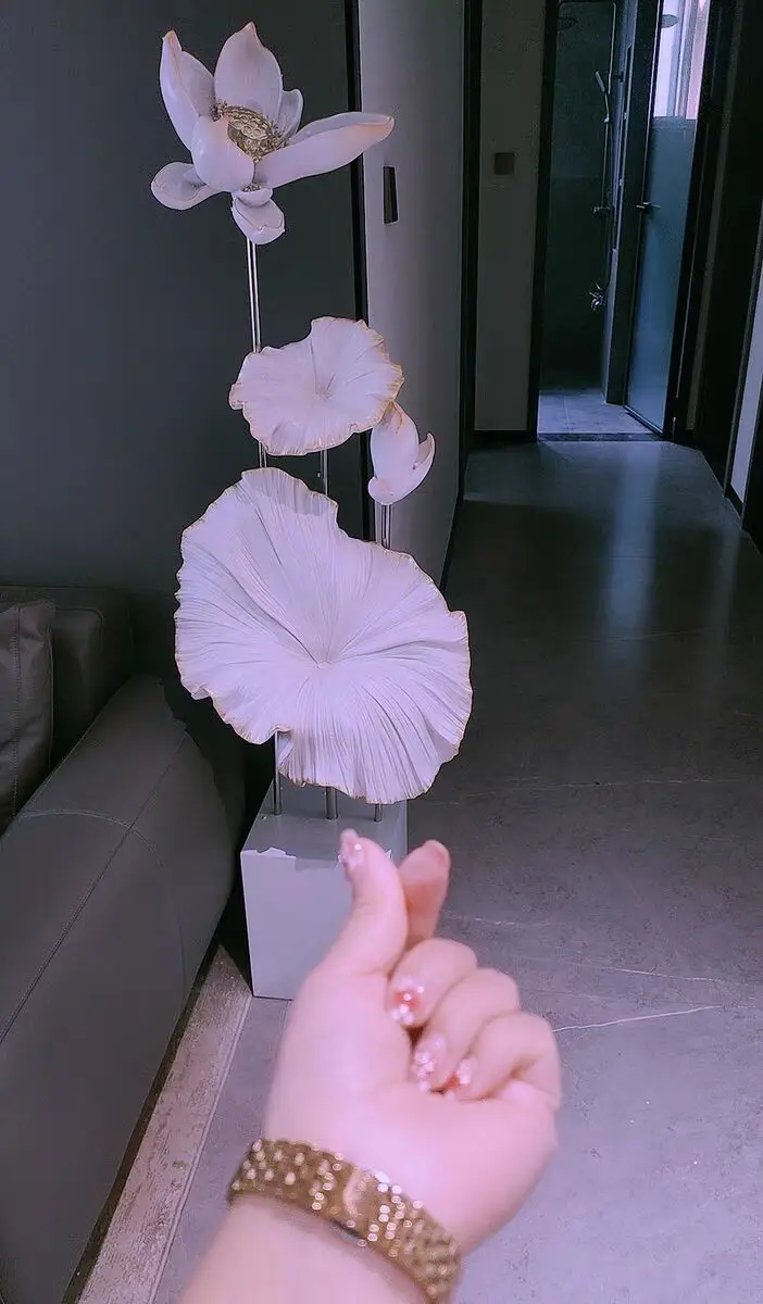 Lotus Rhyme Sculpture Decoration Living Room Large Floor Decoration Statue New Chinese Light Luxury Home Decor Housewarming Gift