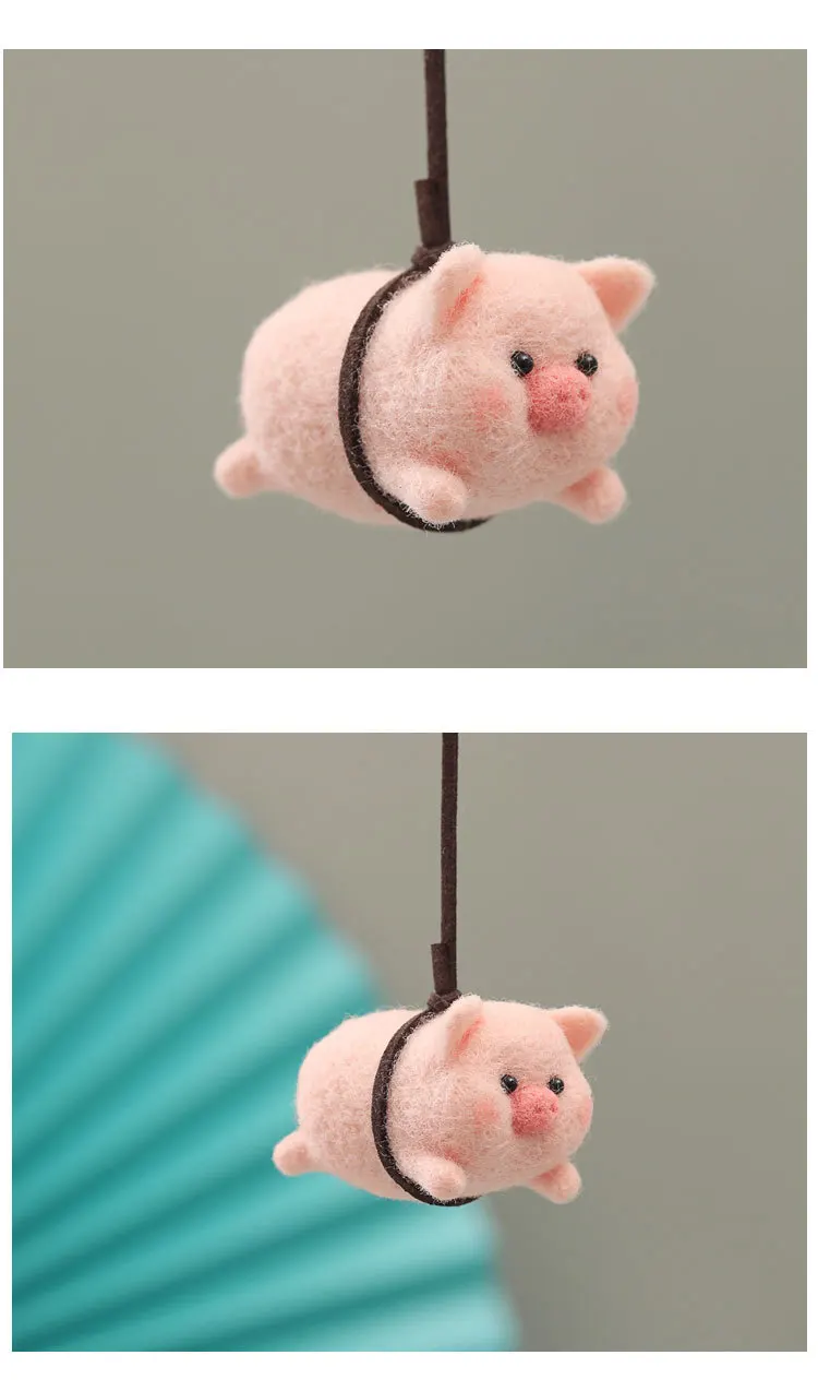 pig Wool Felt DIY Handmade Material Package cartoon Stitching Handmade Festival Craft Funny Poke Poke Craft Felting Starter Kits