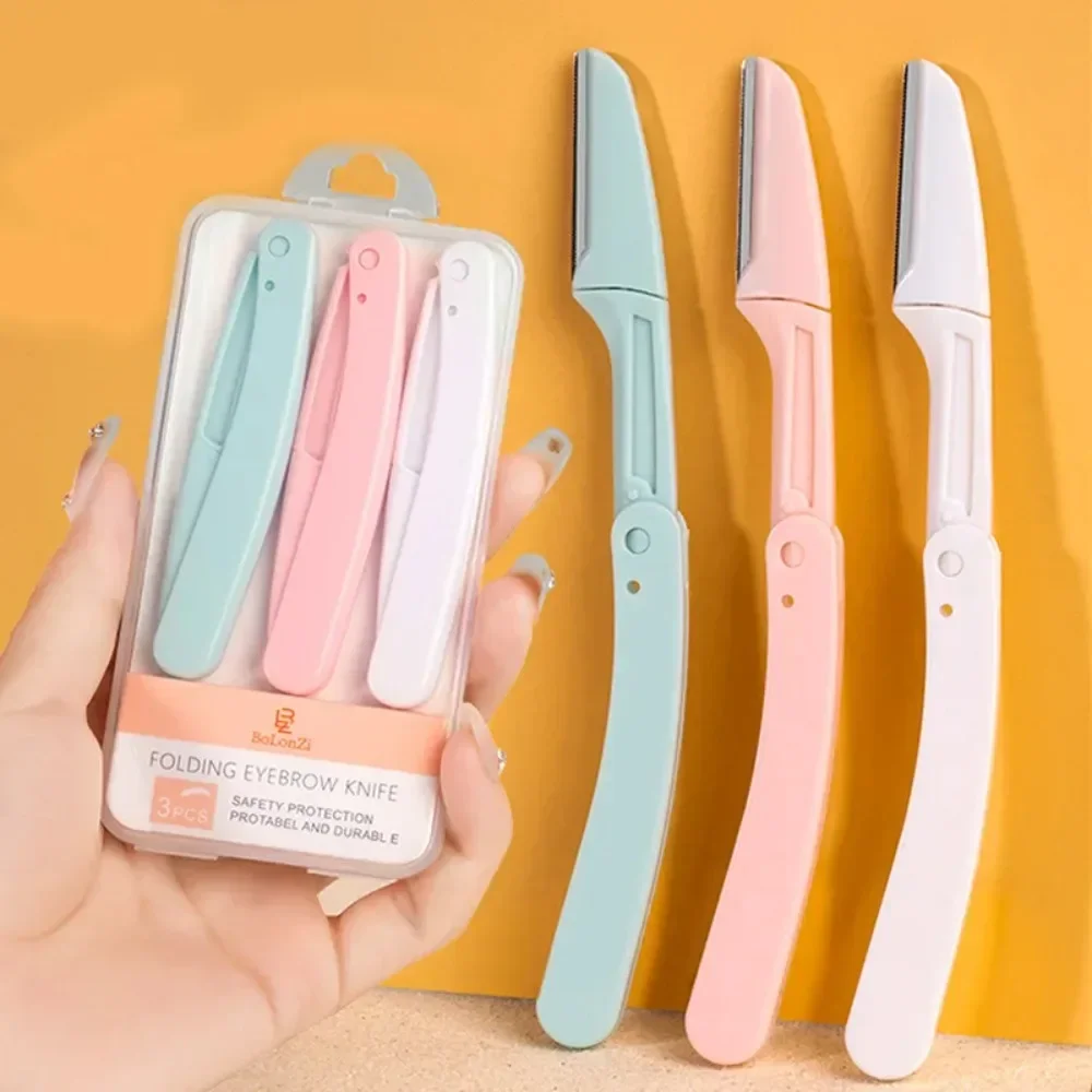 Eyebrow Trimmer 1/3Pcs Facial Epilators for Women Pocketknife Eyebrow Profiler Hair Remover for Ladies Face Shape Shaver