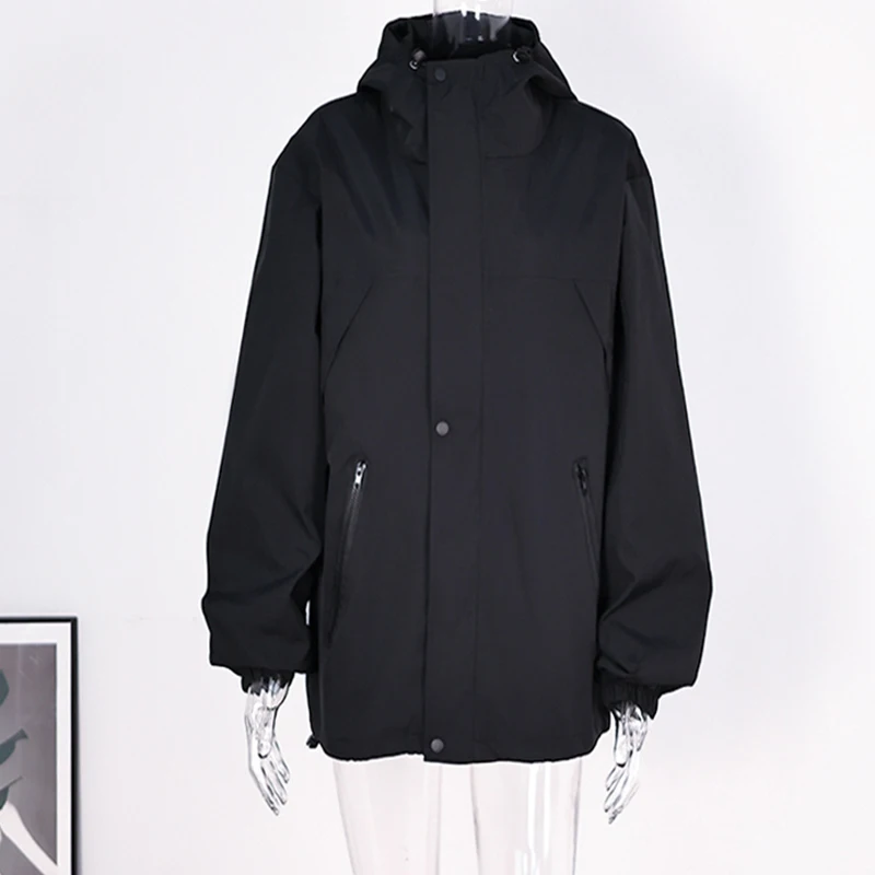 

Hooded Jacket for Men Bomber Jacket Men's Windbreakers Zipper Coats Spring Autumn Loose Cargo Jacket Men Casual Sportswear