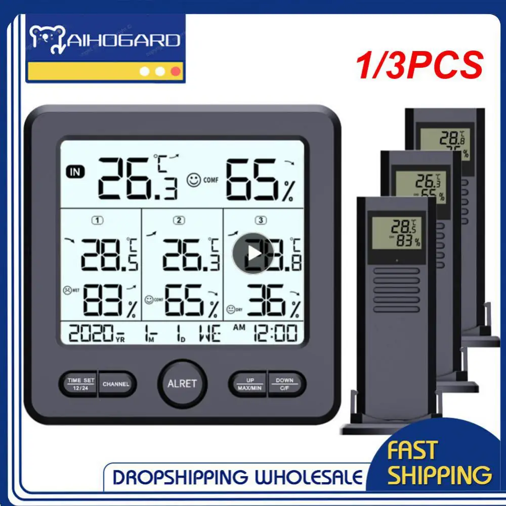 

1/3PCS Wireless Weather Station Thermometer TS-6210 Digital Temperature Sensor Hygrometer WithRemote Sensors Battery Powered