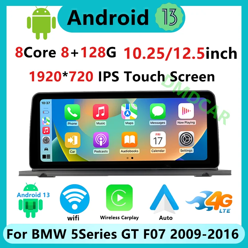 

12.5" 8Core 8G 128G Android13 Carplay Auto For BMW 5Series GT F07 2009-2016 Central Multimedia Video Player Bluetooth Navigation
