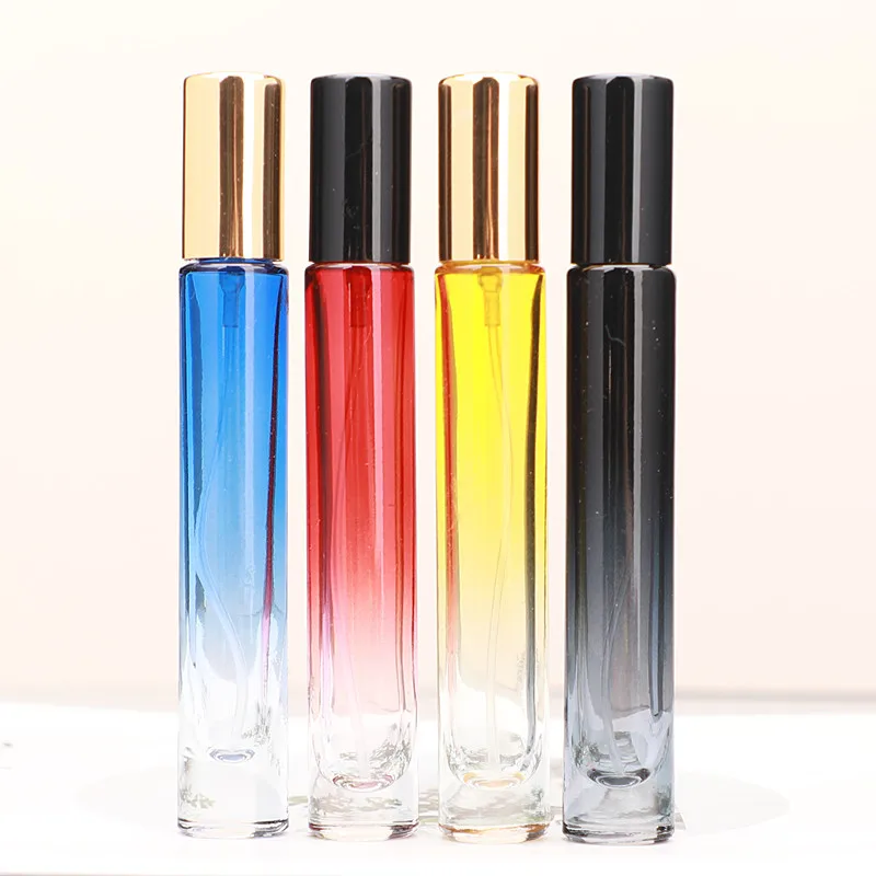 10pcs/lot 10ml Rectangle Spray Pump Bottle Round Thick Bottom Perfume Atomizers Mini Mist Travel Portable Refillable Bottle