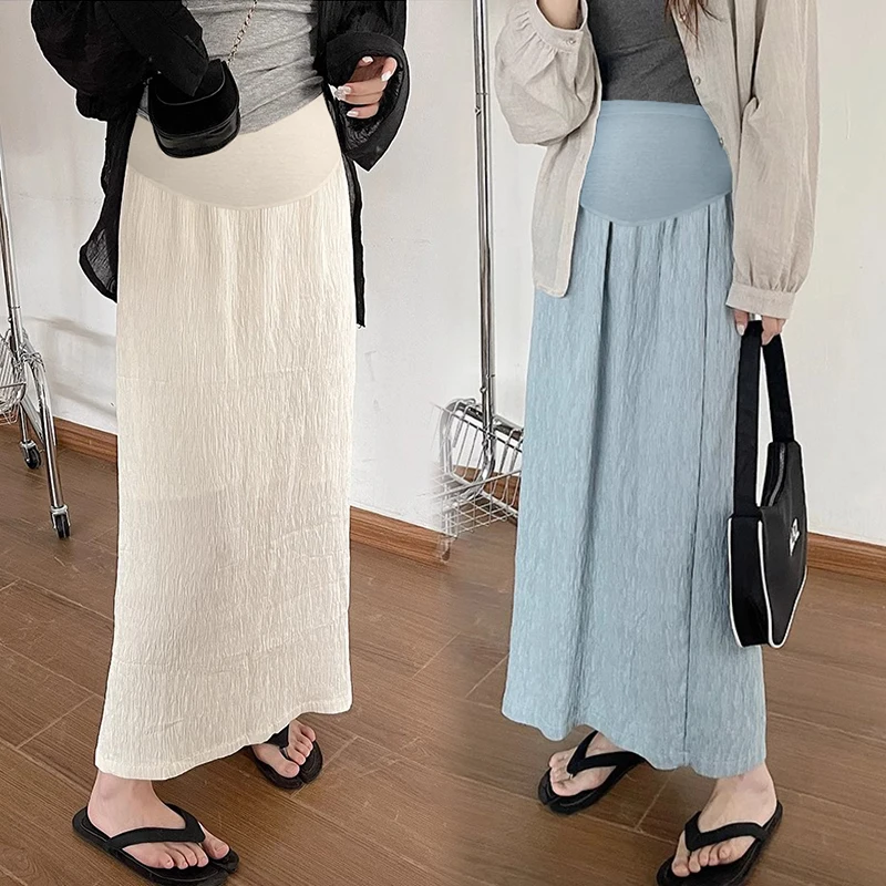 spring maternity dobby skirts slim back split ankle-length pregnant woman empired dobby skirts