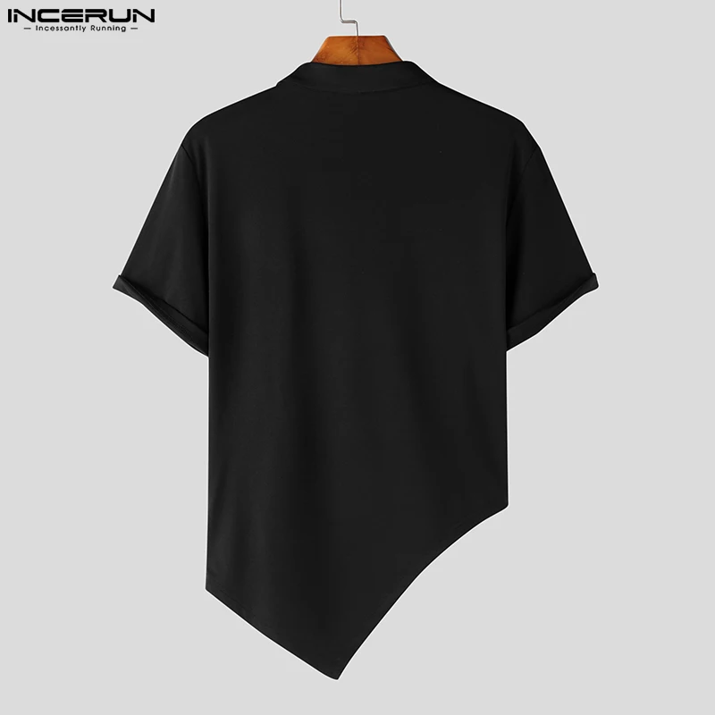 INCERUN Tops 2023 Chinoiserie New Men's Knitting Chain Design Shirts Casual Streetwear Male Solid Mesh Short Sleeve Blouse S-5XL
