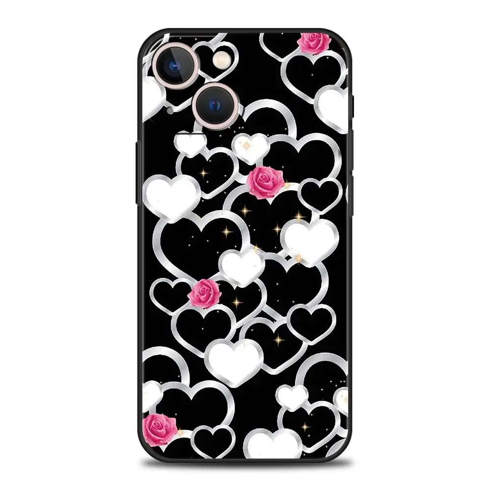 Gold Rose Love Heart Soft TPU Phone Case Cover