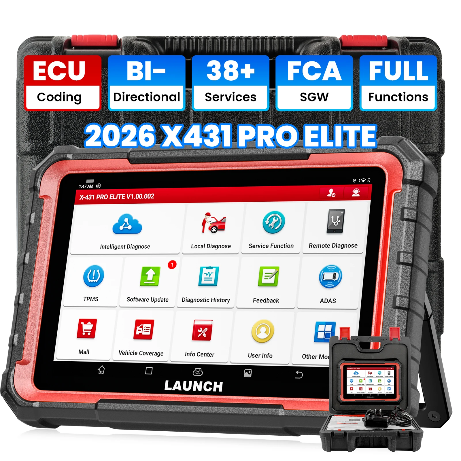 LAUNCH X431 PRO Elite 2026 Nueva Herramienta de Diagnóstico Bidireccional, Más de 38 Funciones de Reinicio, Codificación de ECU, Escáner de Diagnóstico Completo del Sistema, CANFD FCA autoauth