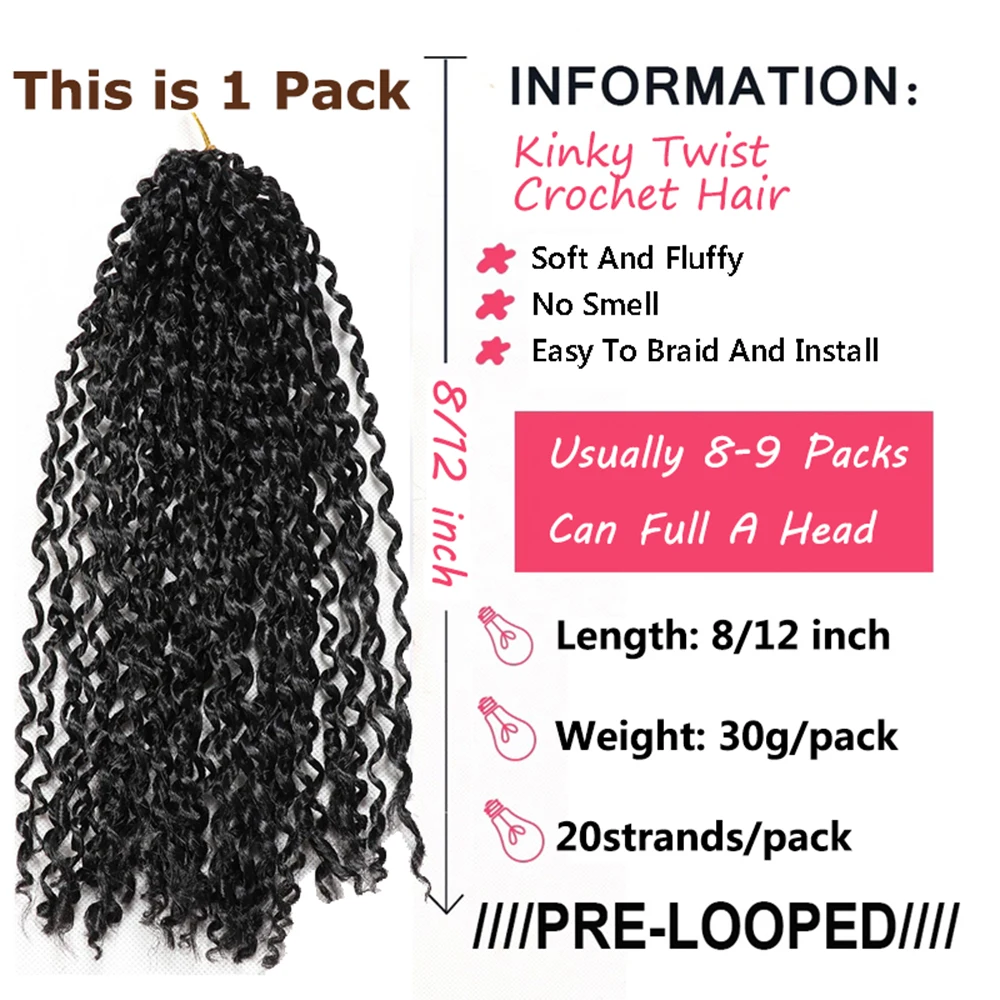 Hair Nest Afro Kinky Curly Braiding Hair Marlybob Crochet Braids Hair Short Pre-looped Crochet Passion Twist Braiding Hair