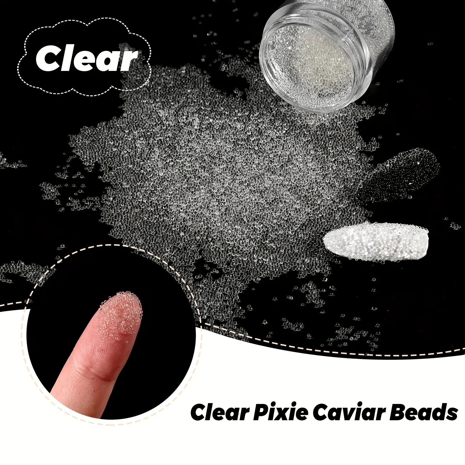 손톱 장 10000개 캐비어 비즈, 마이크로 픽시 비즈, 20g/0.71oz 유리 버블 비즈, 무지개 빛깔의 물방울 버블 비즈