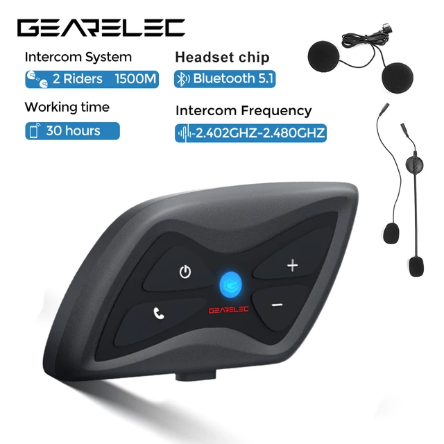 GEARELEC Motorcycle Helmet Headset Bluetooth 5.1 Wireless