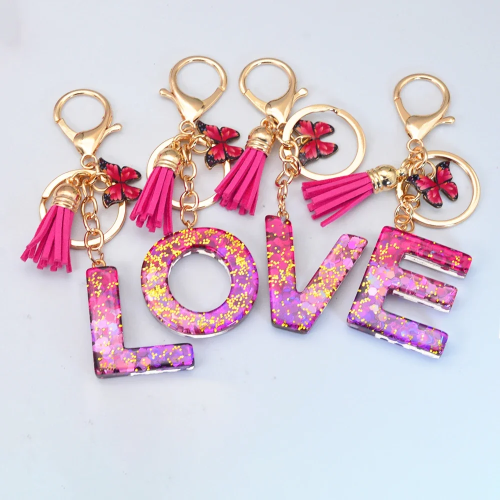 Gafario Initial Keychain - Glitter Butterfly Keyring With Tassel, Personalized Gift For Women - View #5