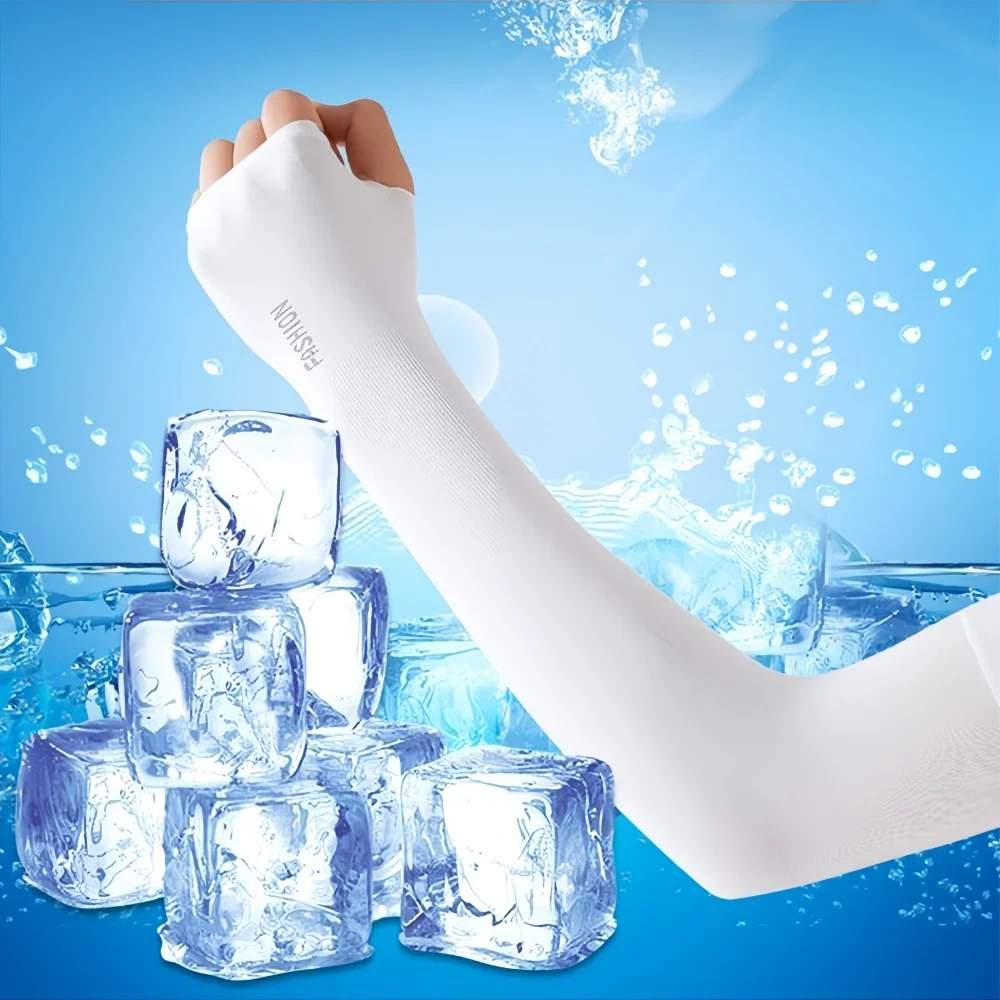 1 Pair Arm Sleeves Summer Sun UV Protection Ice Cool Cycling Running Fishing Climbing Driving Arm Cover Warmers for Men Women sun protection arm sleeves arm sleeves cooling arm sleeves